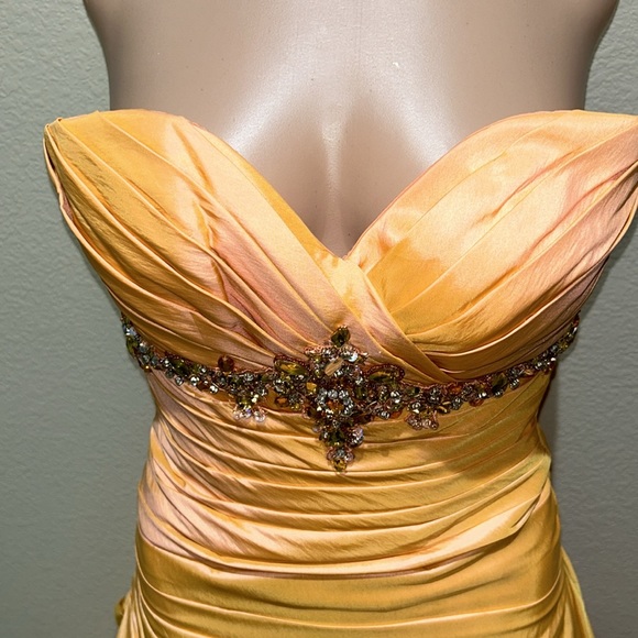 Tiffany Designs Peach Crystal Prom/Pageant Dress - Picture 6 of 16